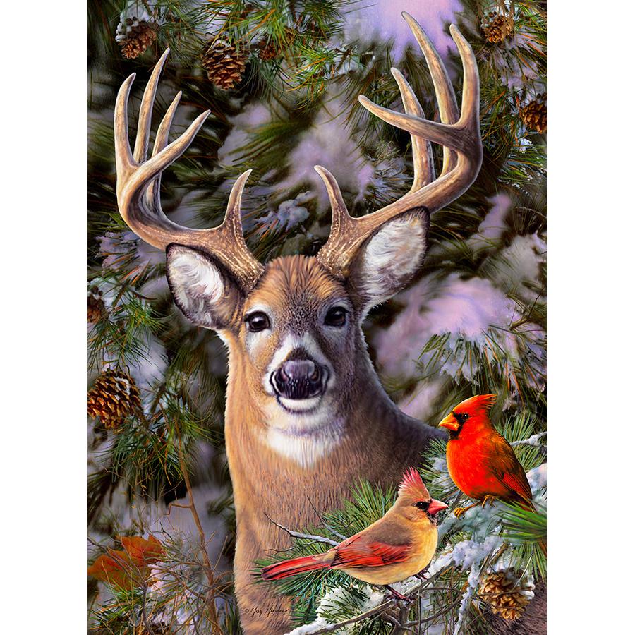 One Deer Two Cardinal - 500 Piece Jigsaw Puzzle