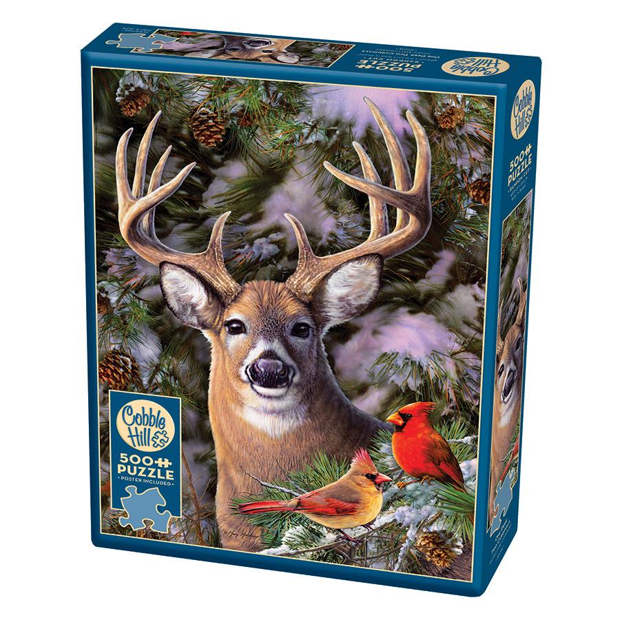 One Deer Two Cardinal - 500 Piece Jigsaw Puzzle
