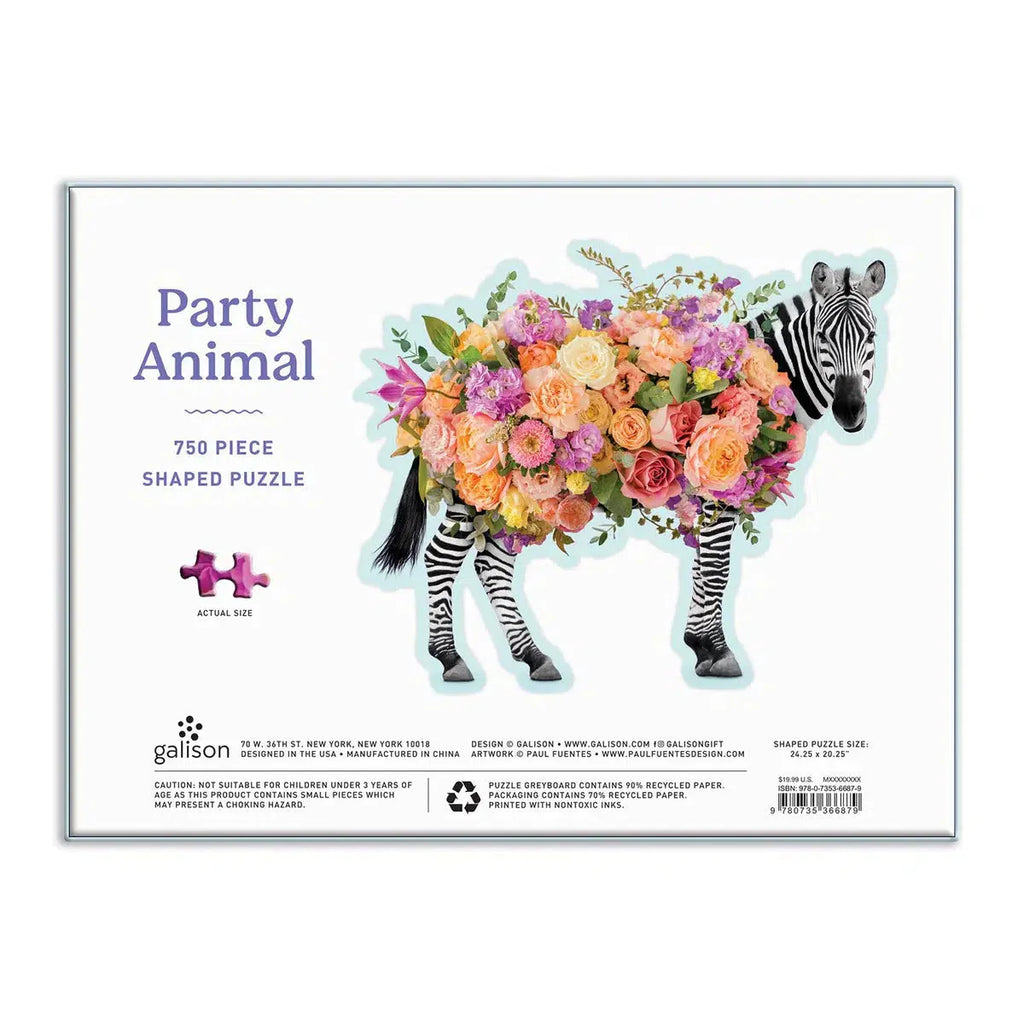 Party Animal - 750 Piece Zebra Shaped Jigsaw Puzzle