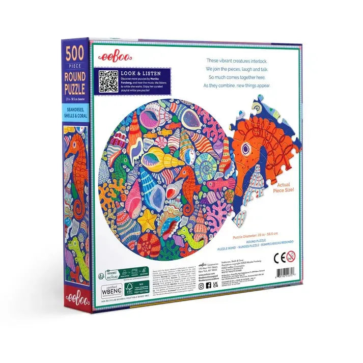 Seahorses, Shells & Coral – 500 Piece Round Puzzle