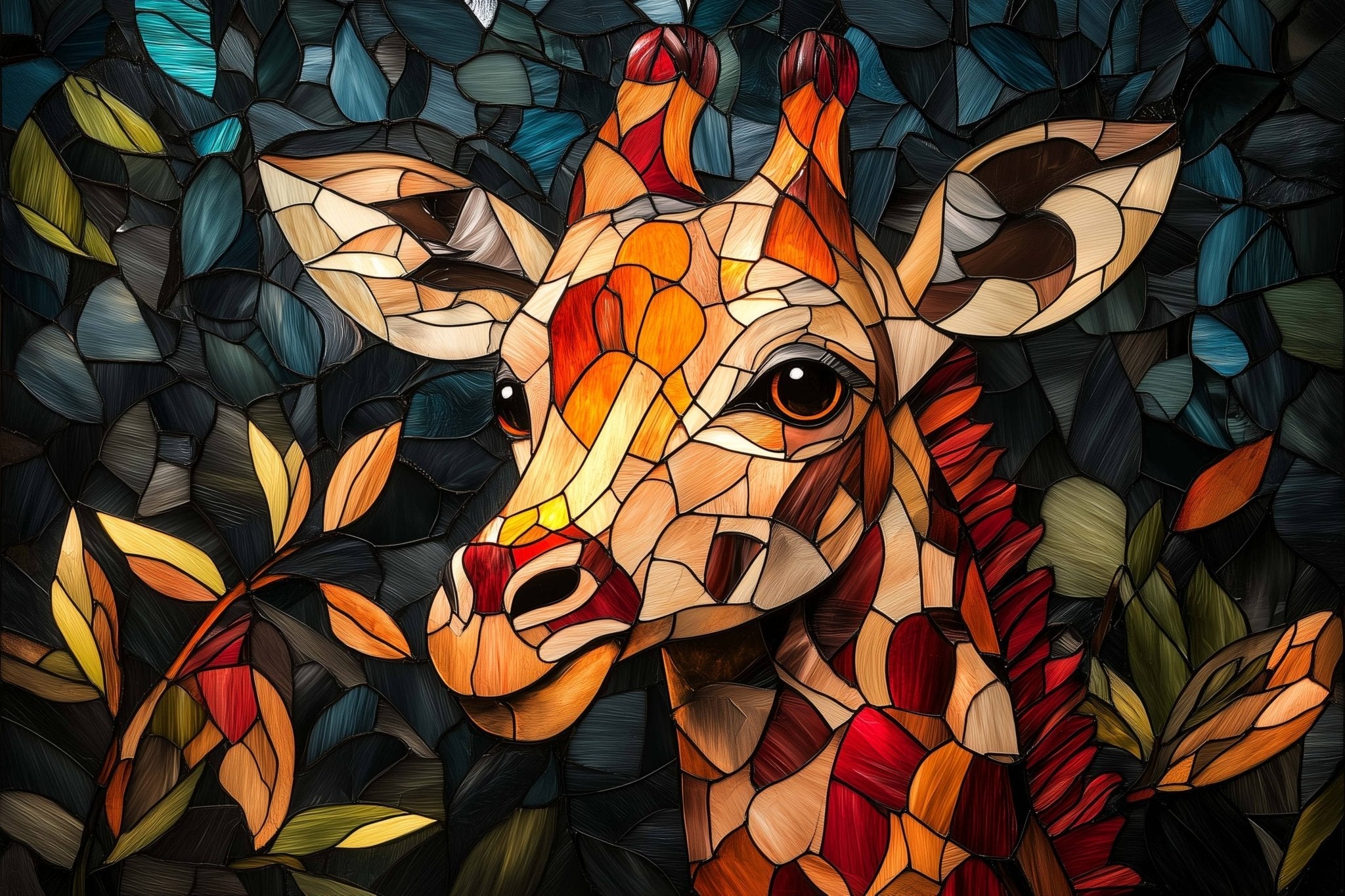 Gentle Giraffe Stained Glass - 1000 Piece Jigsaw Puzzle