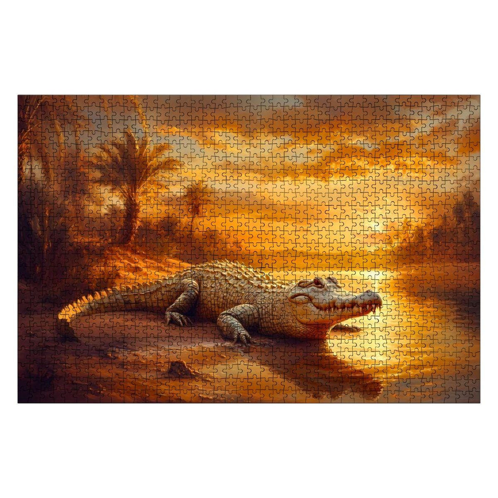 Crocodile Sunset - 1000 Piece Wood Jigsaw Puzzle