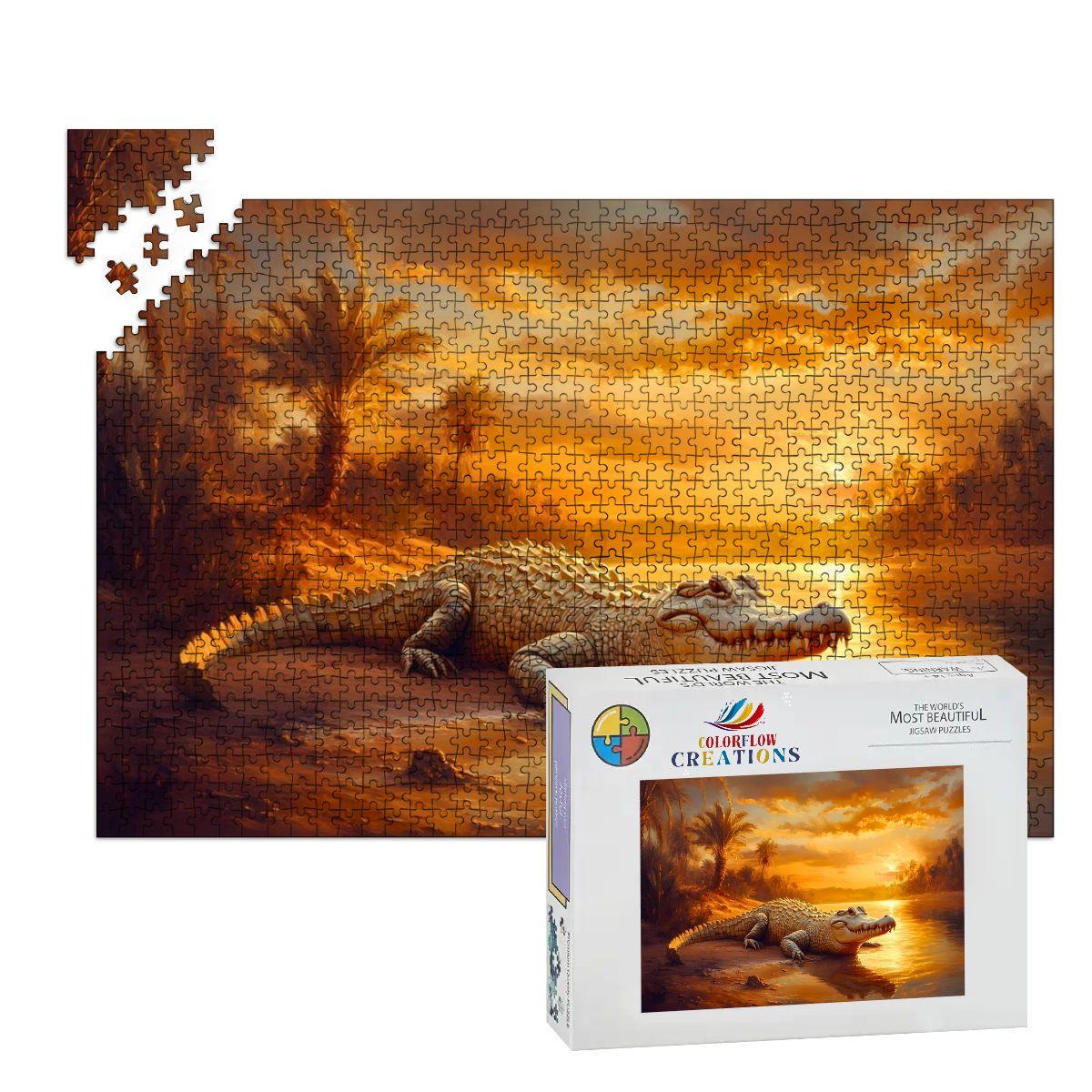 Crocodile Sunset - 1000 Piece Wood Jigsaw Puzzle