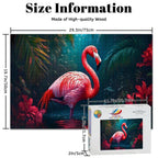 Pink Flamingo Jungle - 1000 Piece Wood Jigsaw Puzzle