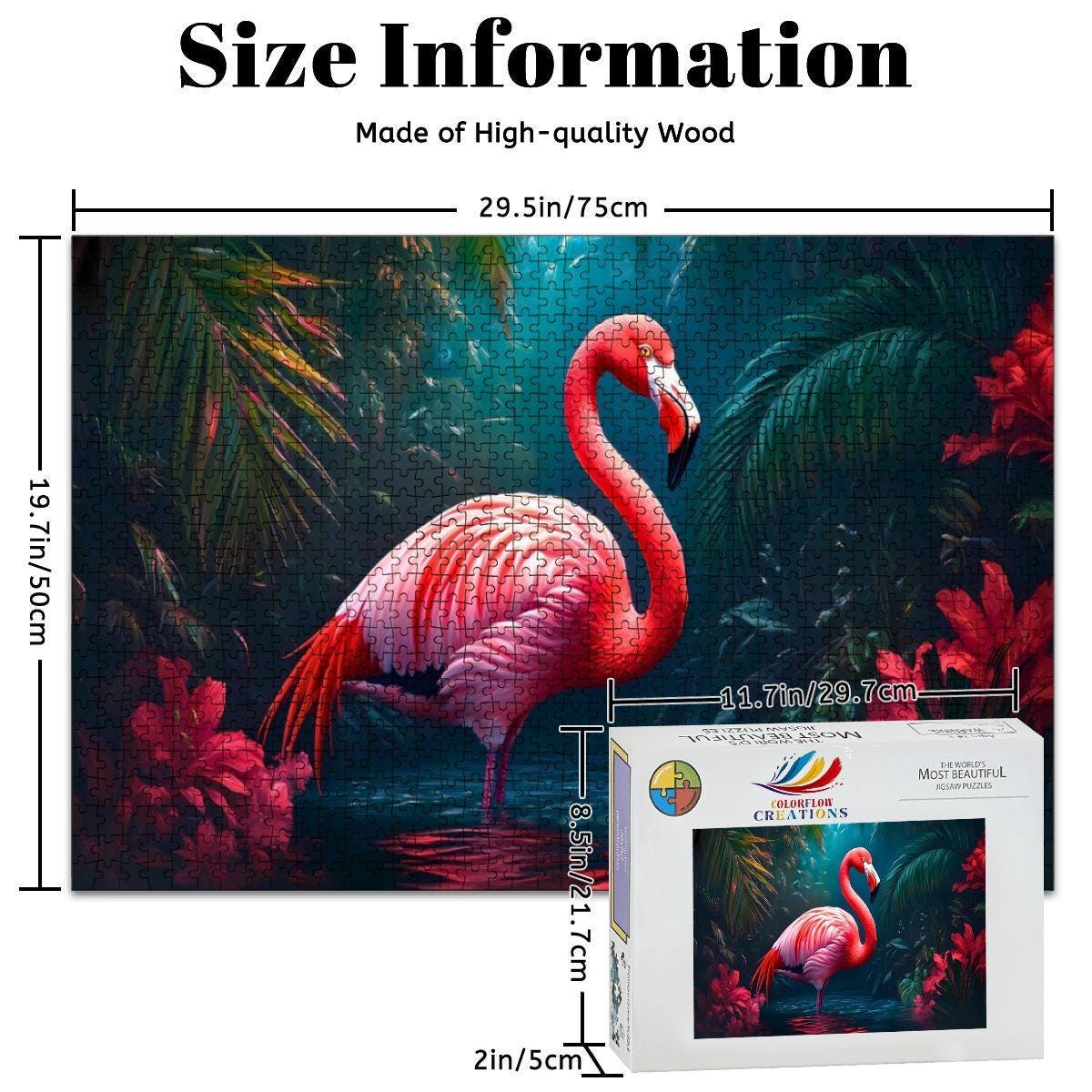 Pink Flamingo Jungle - 1000 Piece Wood Jigsaw Puzzle
