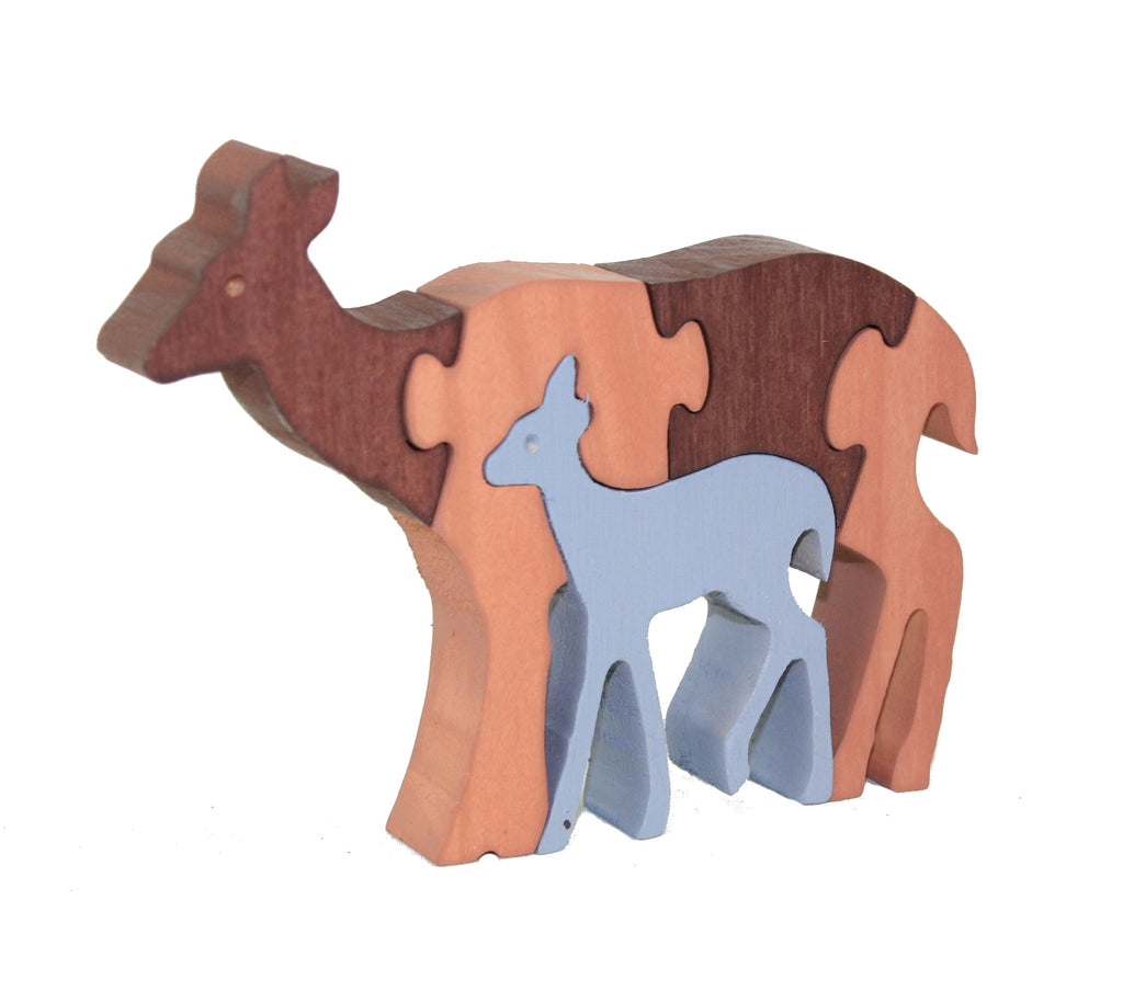 White-tailed Deer Wooden Puzzle for Kids - 5 Piece Jigsaw Puzzle