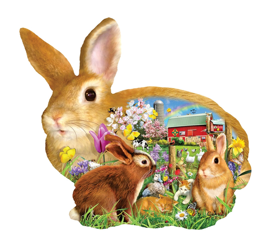 Spring Bunnies - 1000 Piece Shaped Jigsaw Puzzle